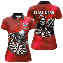 Load image into Gallery viewer, Death Skeleton Custom Red Dart Shirts For Women, Personalized Name 3D Skull Dart Team Jerseys TDM3019