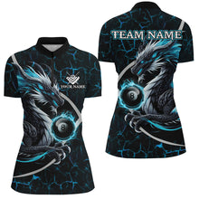 Load image into Gallery viewer, Personalized Blue Fiery Crack Pattern Dragon Billiard Shirts For Women, Team League Billiard Jerseys TDM3251