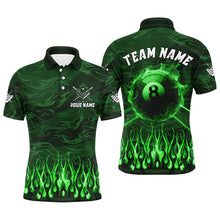 Load image into Gallery viewer, Personalized Green Flaming 8 Ball Pool Cue Fire Billiard Shirts For Men Team League Billiard Jersey TDM3254