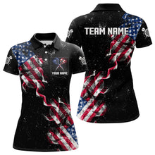 Load image into Gallery viewer, Custom US Flag Smoke Women's Darts Shirt With Pocket, Patriotic Darts Jersey TDM3455