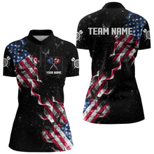 Load image into Gallery viewer, Custom US Flag Smoke Women's Darts Shirt With Pocket, Patriotic Darts Jersey TDM3455