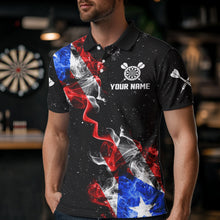 Load image into Gallery viewer, Smoke Puerto Rico US Flag Custom Darts Shirt For Men, Patriotic Darts Jersey Team Polo &amp; 1/4 Zip TDM3456