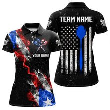 Load image into Gallery viewer, Customized Grunge US Flag Smoke Darts Polo &amp; Quarter-Zip Shirts, Patriotic Darts Jerseys For Women TDM3456