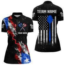 Load image into Gallery viewer, Customized Grunge US Flag Smoke Darts Polo &amp; Quarter-Zip Shirts, Patriotic Darts Jerseys For Women TDM3456