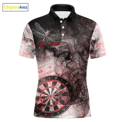Red Black Smoke Dart Shirt With Pocket Option For Men Custom Dart Jerseys TDM5763