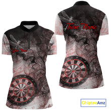 Load image into Gallery viewer, Red Black Smoke Dart Shirt With Pocket Option For Women Custom Dart Jerseys TDM5763