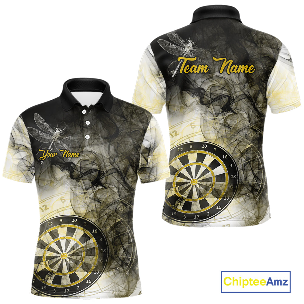 Yellow Black Smoke Dart Shirt With Pocket Option For Men Custom Dart Jerseys TDM5764