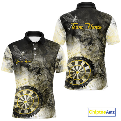 Yellow Black Smoke Dart Shirt With Pocket Option For Men Custom Dart Jerseys TDM5764