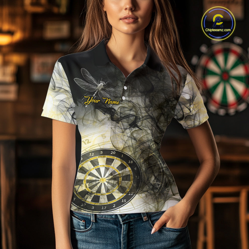 Yellow Black Smoke Dart Shirt With Pocket Option For Women Custom Dart Jerseys TDM5764