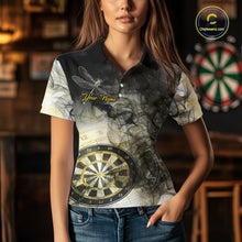 Load image into Gallery viewer, Yellow Black Smoke Dart Shirt With Pocket Option For Women Custom Dart Jerseys TDM5764