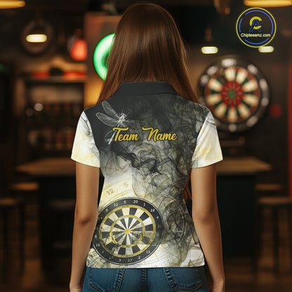 Yellow Black Smoke Dart Shirt With Pocket Option For Women Custom Dart Jerseys TDM5764