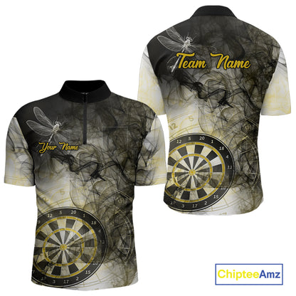 Yellow Black Smoke Dart Shirt With Pocket Option For Men Custom Dart Jerseys TDM5764
