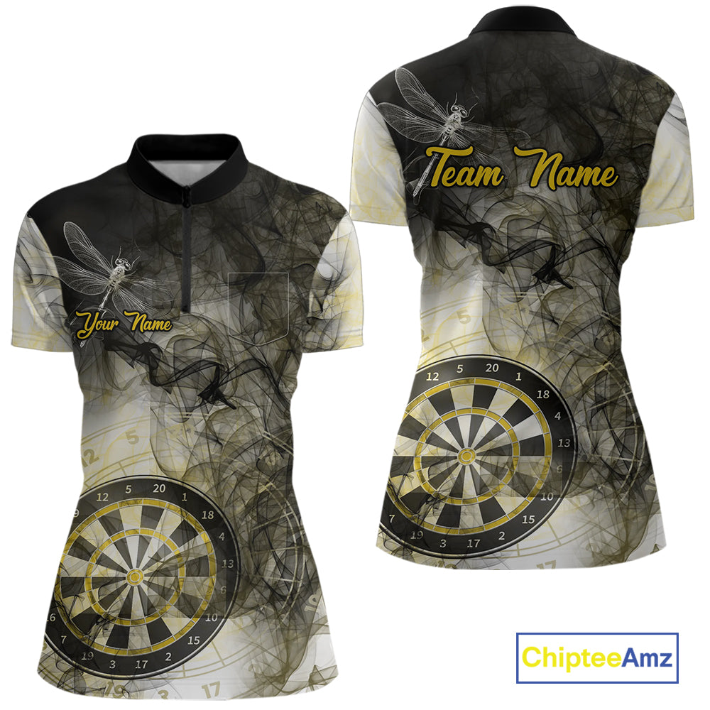 Yellow Black Smoke Dart Shirt With Pocket Option For Women Custom Dart Jerseys TDM5764