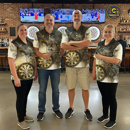 Yellow Black Smoke Dart Shirt With Pocket Option For Men Custom Dart Jerseys TDM5764