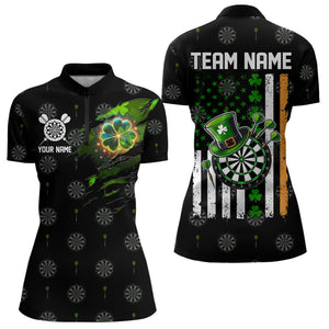 Irish American Flag Saint Patrick Day Dart Shirts For Women Custom Luckiest Shamrock Dart Jerseys TDM3606