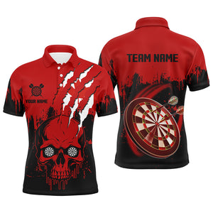 Black Red Dart Skull Canada Flag Men Darts Polo Shirts Custom Patriotic Darts Jerseys Team Shirts TDM1275