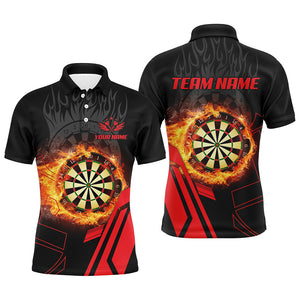 Personalized 3D Dartboard Fire Flame Red Version Men Darts Polo Shirts Custom Gifts For Dart Player TDM1276