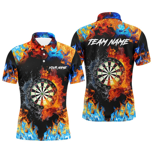 Personalized Dart Board Fire And Water 3D Printed Men Darts Polo Shirts Custom Darts Jerseys  TDM1277