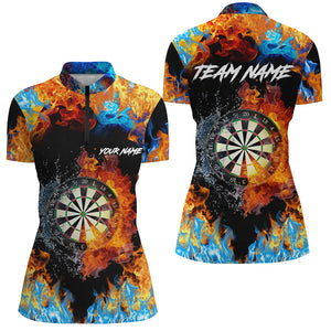 Dart Board Fire And Water 3D Printed Women Darts Quarter-Zip Shirts Custom Darts Jerseys TDM1277