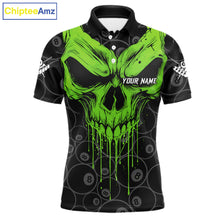 Load image into Gallery viewer, Personalized Skull 8 Ball Billiard Shirt For Men Custom Pool Team Jersey Polo &amp; 1/4 Zip |Green TDM6361