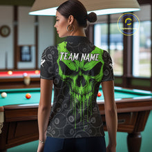 Load image into Gallery viewer, Personalized Skull 8 Ball Billiard Shirt For Women Custom Pool Team Jersey Polo &amp; 1/4 Zip |Green TDM6361