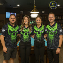 Load image into Gallery viewer, Personalized Skull 8 Ball Billiard Shirt For Women Custom Pool Team Jersey Polo &amp; 1/4 Zip |Green TDM6361