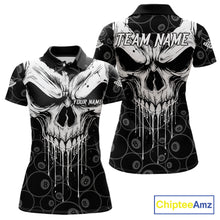 Load image into Gallery viewer, Personalized Skull 8 Ball Billiard Shirt For Women Custom Pool Team Jersey Polo &amp; 1/4 Zip |White TDM6362