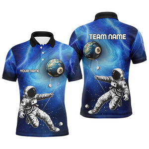 Personalized Galaxy Astronaut 8 Ball Pool Billiard Shirts For Men, Funny 3D Printed Billiard Shirts TDM1639