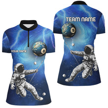 Load image into Gallery viewer, Personalized Galaxy Astronaut 8 Ball Pool Billiard Shirts For Women, Funny 3D Printed Billiard Shirts TDM1639