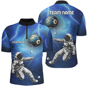 Personalized Galaxy Astronaut 8 Ball Pool Billiard Shirts For Men, Funny 3D Printed Billiard Shirts TDM1639