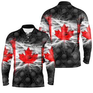 Black Mens Golf Polo Shirts Red Canada Leaf Custom Patriotic Canadian Flag Golf Shirts For Men TDM1851