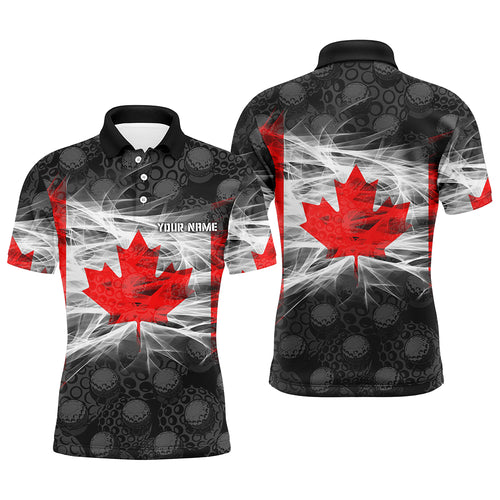 Black Mens Golf Polo Shirts Red Canada Leaf Custom Patriotic Canadian Flag Golf Shirts For Men TDM1851