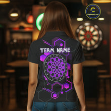 Load image into Gallery viewer, Red Hexagons Halftone &amp; Dartboard 3D Women's Darts Shirt - Custom Name For Players NYN0560