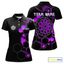 Load image into Gallery viewer, Red Hexagons Halftone &amp; Dartboard 3D Women's Darts Shirt - Custom Name For Players NYN0560
