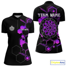 Load image into Gallery viewer, Red Hexagons Halftone &amp; Dartboard 3D Women's Darts Shirt - Custom Name For Players NYN0560