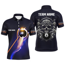 Load image into Gallery viewer, Personalized Glowing 8 Ball Pool Billiard Shirts For Men Custom Skull Billiard Jersey, Pool Uniform TDM2061