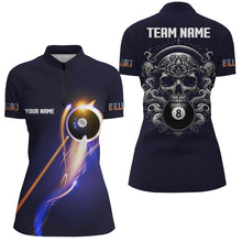 Load image into Gallery viewer, Personalized Glowing 8 Ball Pool Billiard Shirts For Women Custom Skull Billiard Jersey, Pool Uniform TDM2061