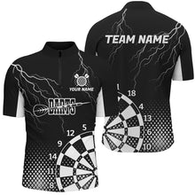 Load image into Gallery viewer, Personalized Black White Lightning Darts Shirts For Men Best Custom Cool Darts Team Jerseys TDM2281