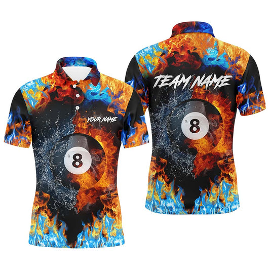 Personalized Billiard Ball In Fire And Water All Over Print 3D Polo Shirts For Men TDM0149