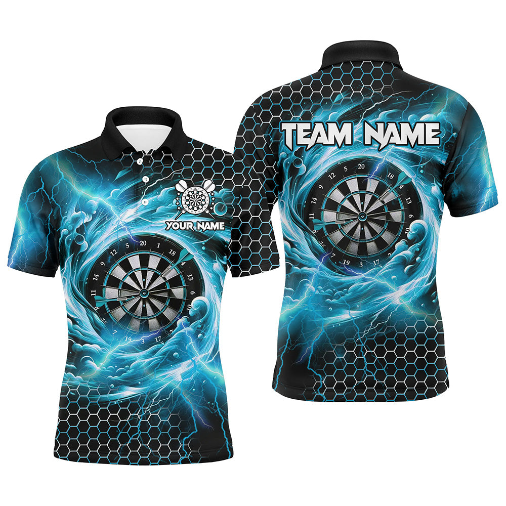 Funny 3D Dartboard Storm Thunder Custom Darts Shirts For Men Team League Darts Jerseys | Blue TDM2550