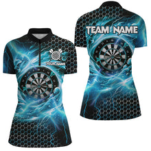Load image into Gallery viewer, Funny 3D Dartboard Storm Thunder Custom Darts Shirts For Women Team League Darts Jerseys | Blue TDM2550