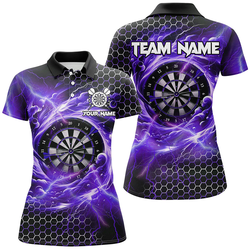 Funny 3D Dartboard Storm Thunder Custom Darts Shirts For Women Team League Darts Jerseys | Purple TDM2551