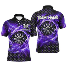 Load image into Gallery viewer, Funny 3D Dartboard Storm Thunder Custom Darts Shirts For Men Team League Darts Jerseys | Purple TDM2551