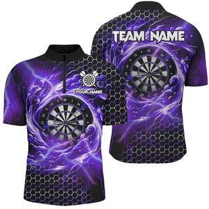 Funny 3D Dartboard Storm Thunder Custom Darts Shirts For Men Team League Darts Jerseys | Purple TDM2551