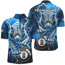 Load image into Gallery viewer, Personalized Thunder Lightning Tiger Billiard Shirt For Men Custom Blue Billiard League Pool Jersey TDM3027