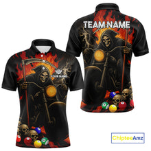 Load image into Gallery viewer, Personalized Grim Reaper Motorcycle Billiards Shirt For Men Custom Skull Billiard Team Jersey TDM5253