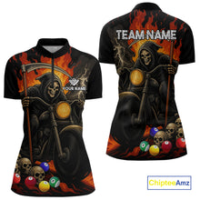 Load image into Gallery viewer, Personalized Grim Reaper Motorcycle Billiards Shirt For Women Custom Skull Billiard Team Jersey TDM5253