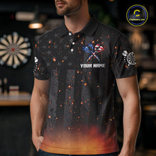 Load image into Gallery viewer, Custom US Flag Smoke Dart Shirt For Men, Patriotic Dart Jersey Pocket Option TDM5259