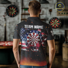 Load image into Gallery viewer, Custom US Flag Smoke Dart Shirt For Men, Patriotic Dart Jersey Pocket Option TDM5259