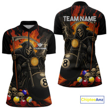 Load image into Gallery viewer, Personalized Grim Reaper Motorcycle Billiards Shirt For Women Custom Funny 8 Ball Pool Team Jersey TDM5263